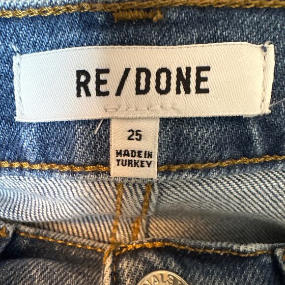 RE/DONE Ultra High Rise Stove Pipe Vintage Indigo Destroy Size 25 - Picture 10 of 14